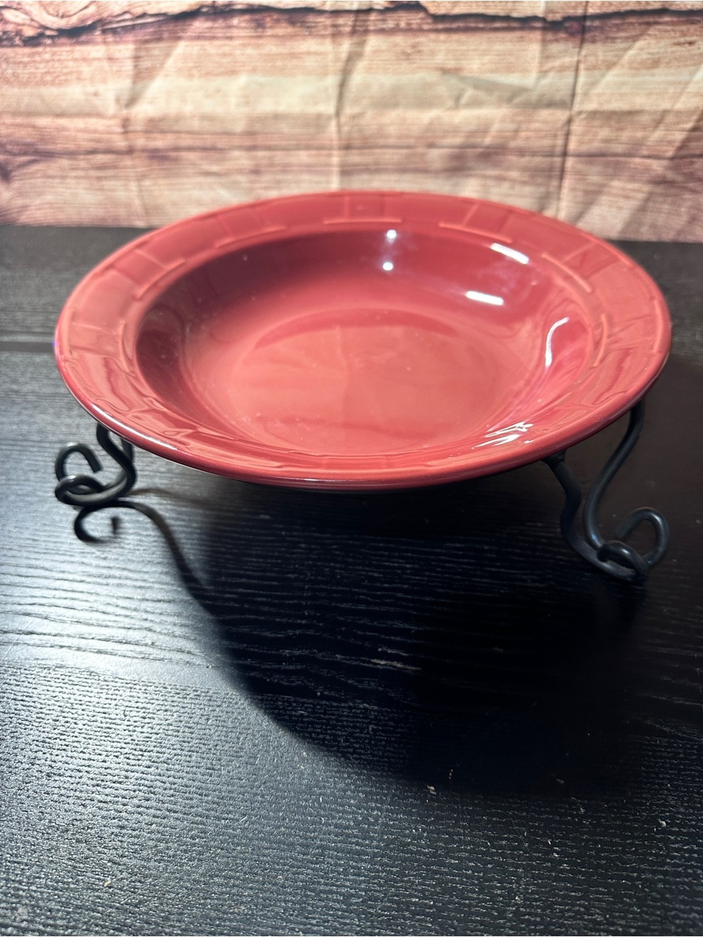 Longaberger "Woven Traditions Paprika" Pasta Serving Bowl 12 Inch With Stand